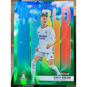 2023-24 Topps Finest UEFA Arda Guler #TW-4 Top Of The World Green Lava 78/99